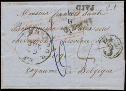 1848 Brief Uit Save-Harbor Naar Chevremont (Chenee) Op 29.08.1853 Te Boston Paid  21 En U.S.P (laatst Gekende Datum), Ro - 1830-1849 (Independent Belgium)