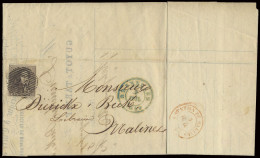 5 Juli 1849 N° 1 10c. Bruin, P.24-Bruxelles Op Brief Met Bestemming Malines, Aankomststempel Station De Malines, Mooie B - 1849 Epaulettes
