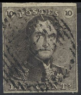 N° 1b 10c. Zwartbruin, Goed Gerand En Lichte Centrale, Ogenvrije Afst. P.90-Oostende, Zm (OBP €95 + COBA €10) - 1849 Mostrine