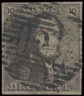 N° 1c 10c. Donkerbruin, Zeer Goed Gerand En Zeer Mooie Centrale, Ogenvrije Afst. P.125-Vilvoorde, Zm (OBP €95 + COBA €40 - 1849 Hombreras