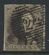 N° 1d 10c. Sepiabruin, Zeer Goed Gerand En Mooie Centrale Afst. P.24-Bruxelles, Zm (OBP €100) - 1849 Mostrine