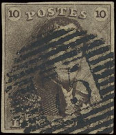 N° 1d 10c. Sepiabruin, Goed Gerand, Zeer Mooie Centrale Afst. P.75-Lokeren, Zm (OBP €100 + COBA €20) - 1849 Mostrine