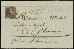 N° 1-V3 10c. Bruin Met Duidelijke Variëteit Witte Jabot, Rechtsboven Licht Geraakt En Verder Goed Gerand, Op Mooie Brief - 1849 Mostrine