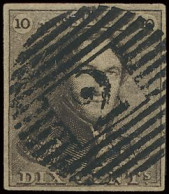 N° 1a 10c. Grijsbruin, Zeer Mooi Gerand En Prachtige Centrale Afst. P.2-Alost, Prachtzegel, Zm (OBP €95 + COBA €15) - 1849 Hombreras