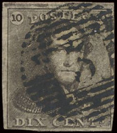 N° 1a-Cu 10c. Bistergrijs, Goed Gerand En Mooie Centrale, Ogenvrije Afst. P.3-Andennes En Diverse Fijne Accordeonplooitj - 1849 Epaulettes