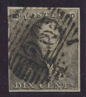 N° 1 10c. Bruin, Zeer Goed Gerand En Zeer Mooie Centrale, Ogenvrije Afst. P.26-Châtelet, Zm (OBP €90 + COBA €20) - 1849 Hombreras