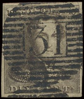 N° 1 10c. Bruin, Zeer Goed Gerand En Prachtige Centrale, Ogenvrije Afst. P.31-Deynze, Zm (OBP €90 + COBA €50) - 1849 Hombreras