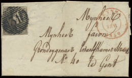 1850 N° 1a 10c. Grijsbruin, Goed Gerand Op Zeer Mooie Brief Van P.31-Deynze Naar Gent, Prachtig Gest., 18/2/1850, Zm (OB - 1849 Mostrine