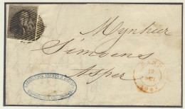 1844 N° 1 10c. Bruin, Volrandig Op Mooie Brief Van P.45-Gand Naar Asper, 19/10/1844, Zm (OBP €220) - 1849 Schulterklappen