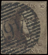 N° 1 '10c Bruin' Volrandig, Met Kleine Marges, Centrale Afst. P.46 Gedinne, Zm (OBP € 100 + Coba € 60) - 1849 Hombreras