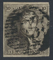 N° 1 10c. Bruin, Zeer Goed Gerand En Centrale Ogenvrije, Iets Onduidelijke Afst. P.55-Hannut, Zm (OBP €90 + COBA €75) - 1849 Hombreras