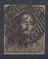 N° 1 10c. Bruin, Zeer Goed Gerand En Zeer Mooie Centrale, Ogenvrije Afst. P.83-Mons, Zm (OBP €90 + COBA €5) - 1849 Schulterklappen