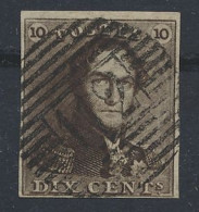 N° 1c 10c. Donkerbruin, Goed Gerand En Prachtige Centrale, Ogenvrije Afst. P.112-Stavelot, Zm (OBP €95 -+ COBA €60) - 1849 Epaulettes