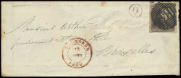 N° 1, Zeer Breed Gerand (met Bladboord En 2 Geburen), Op Zeer Mooie Briefomslag Van Termonde P. 114, Naar Bruxelles 13/8 - 1849 Hombreras