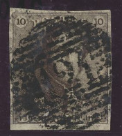 N° 1 10c. Bruin, Zeer Goed Gerand En Zware, Maar Leesbare Centrale Afst. P.121-Tubize, Zm/m (€90 + COBA €75) - 1849 Schulterklappen