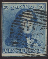 N° 2a 20c. Lichtblauw, Goed Gerand + Volle Gebuur Onderaan En Zeer Lichte, Moeilijk Leesbare Perceptie Afst. (P.25 Of P. - 1849 Epaulettes