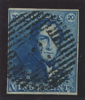 N° 2 20c. Blauw, Volrandig En Zeer Mooie Centrale Afst. P.2-Alost, Zm (OBP €60 + COBA €15) - 1849 Epaulettes