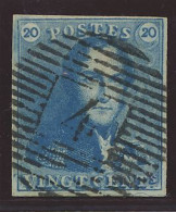 N° 2 20c. Blauw, Goed Gerand En Zeer Mooie Centrale Afst. P.4-Anvers, Zm (OBP €60) - 1849 Mostrine