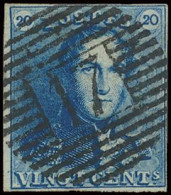 N° 2 20c. Blauw, Volrandig En Prachtige Centrale, Ogenvrije Afst. P.17-Beverloo, Zeldzaam, Zm (OBP €60 + COBA €200) - 1849 Mostrine