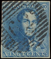 N° 2 20c. Blauw, Mooi Gerand En Fijne Centrale, Ogenvrije Afst. P.39-Fleurus, Zm (OBP €60 + COBA €100) - 1849 Mostrine