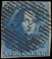 N° 2 20c. Blauw, Volrandig, Zeer Mooie Centrale, Ogenvrije Afst. P.94-Pernwelz, Zm (OBP €60 + COBA €25) - 1849 Hombreras