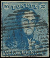 N° 2 20c. Blauw, Goed Gerand En Lichte Centrale Ogenvrije Afst. P.112-Stavelot, Zm (OBP €60 + COBA €40) - 1849 Hombreras