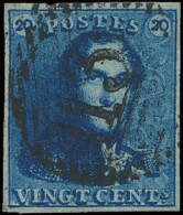 N° 2Ab 20c. Diepblauw, Zeer Goed Gerand, Zeer Mooie Centrale Ogenvrije Afst. P.13-Bastogne, Zm (OBP €110 + COBA €100) - 1849 Mostrine