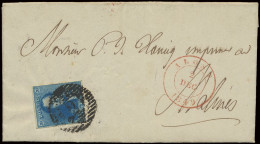 1849 N° 2A 20c. Blauw, Goed Gerand Op Mooie Brief Van P.2-Alost, Naar Malines, 2/12/1849, Zm (OBP €150 + COBA €15) - 1849 Epaulettes