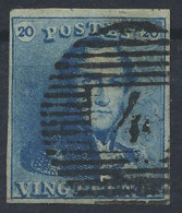 N° 2A 20c. Blauw, Zeer Goed Gerand En Zeer Mooie Centrale Afst. P.4-Anvers, Zm (OBP €60) - 1849 Mostrine