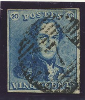 N° 2A 20c. Blauw, Bovenaan Nipt, Maar Verder Zeer Goed Gerand En Mooie Centrale, Ogenvrije Afst. P.7-Ath, Zm/m (OBP €60 - 1849 Schulterklappen