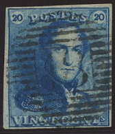 N° 2A 20c. Blauw, Zeer Goed Gerand, Lichte Centrale, Ogenvrije Afst. P.18-Binche, Zm (OBP €60 + COBA €20) - 1849 Hombreras