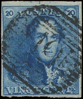 N° 2A 20c. Blauw, Zeer Goed Gerand, Zeer Mooie Centrale, Ogenvrije Afst. P.19-Boom, Zm (OBP €60 + COBA €50) - 1849 Mostrine