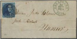 N° 2A 20c. Blauw, Zeer Goed Gerand Op Zeer Mooie Brief Van P.24-Bruxelles Naar Namur, 30/9/1850, Zm (OBP €150) - 1849 Mostrine