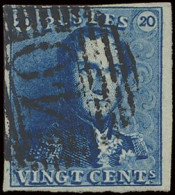 N° 2A 20c. Blauw, Zeer Mooie Donkere Tint, Goed Tot Zeer Goed Gerand En Mooie Centrale Afst. P.40-Florennes, Zm (OBP €60 - 1849 Mostrine