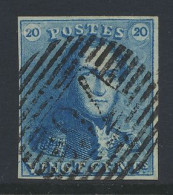 N° 2A '20c Blauw' Goed Gerand, Centrale Afst. P. 46 Louvain (smal Type),zm (OBP € 60) - 1849 Mostrine