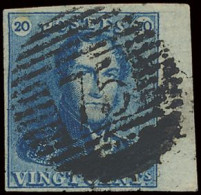 N° 2A 20c. Blauw, Breed Gerand + Bladboord En Zeer Mooie, Centrale, Ogenvrije Afst. P.75-Lokeren, Pracht Ex. Met Keur Ke - 1849 Mostrine