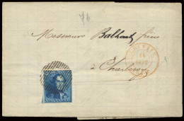 1850 N° 2A 20c. Blauw, Zeer Goed Gerand Op Mooie Brief Van P.76-Louvain Naar Charleroi, 14/9/1850, Zm (OBP €150 + COBA € - 1849 Hombreras