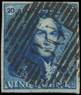 N° 2A 20c. Blauw, Zeer Goed Gerand + Gebuur En Prachtige Centrale, Ogenvrije Afst. P.80-Marchienne-au-Pont, Pracht Ex., - 1849 Mostrine