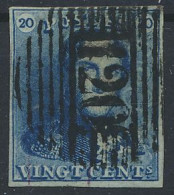 N° 2A 20c. Blauw, Goed Gerand En Zeer Mooie Centrale, Ogenvrije Afst. P.120-Tournay, Zm (OBP €60 + COBA €10) - 1849 Schulterklappen