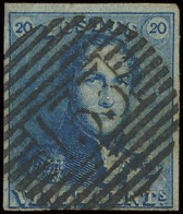 N° 2A 20c. Blauw, Goed Gerand, Zeer Mooie Ogenvrije Centrale Afst. P.133-Ypres, Zm (OBP €60 + COBA €30) - 1849 Mostrine