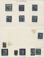 N° 2/2A (10x) 20c. Blauw, Tintenstudie Met 10 Zegels Gemonteerd Op Blad Papier, Alle Afgest. P.4-Antwerpen En W.o. Diver - 1849 Hombreras