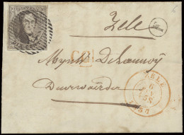 1857 N° 6 LAC Vanuit Zele, 6/2/1857 Met Postbus F, Berlaere Naar Zele, 6/2/1857, Op Dezelfde Dag Aankomst Als Vertrek, Z - 1851-1857 Medallions (6/8)