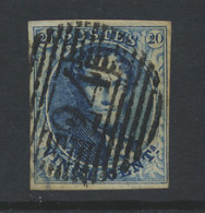 N° 4 '20c Blauw', Zeer Mooi Gerand, Mooie Centrale Afst. P.24 Bruxelles (OBP € 70) - 1849-1850 Medaglioni (3/5)