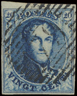 N° 4 '20c Blauw' Zeer Mooie Centrale Afst.P. 79 Marche, Zm (OBP € 70 + Coba € 30) - 1849-1850 Médaillons (3/5)