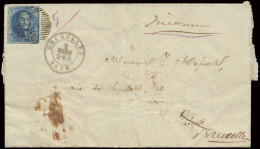N° 7 20c. Blauw Op Brief P.24-Bruxelles, Déboursé Liège Type 2 + Ongezien 14! Postbodes, Zm - 1851-1857 Medaillen (6/8)