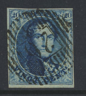 N° 7 20c. Blauw, Rechtsboven Nipt, Maar Intact En Mooie Centrale Distributiestempel D.26-Hoogstraeten, Zm (OBP €10 + COB - 1851-1857 Medaglioni (6/8)