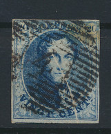 N° 7-Cu 20c. Blauw, Volrandige Zegels Met Verticale Accordeonplooi, Zm (OBP ++€10) - 1851-1857 Medaglioni (6/8)