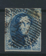 N° 7-Cu 20c. Blauw, Volrandige Zegels Met Verticale Accordeonplooi, Zm (OBP ++€10) - 1851-1857 Medallions (6/8)
