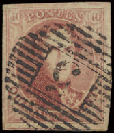 N° 8 40c. Karmijnrood Met P.5-Arlon Met 4 Brede Marges + Gebuur, Pracht Ex., Zm (OBP €125 + COBA €10) - 1851-1857 Medallones (6/8)