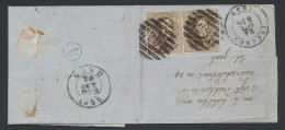 1858 N° 10A 10c. Bruin In Breed Gerand Paar Op Brief P.63-Iseghem, 8 Baren Naar Gand, 24/10/1858, Zm (OBP €75 + COBA €20 - 1957